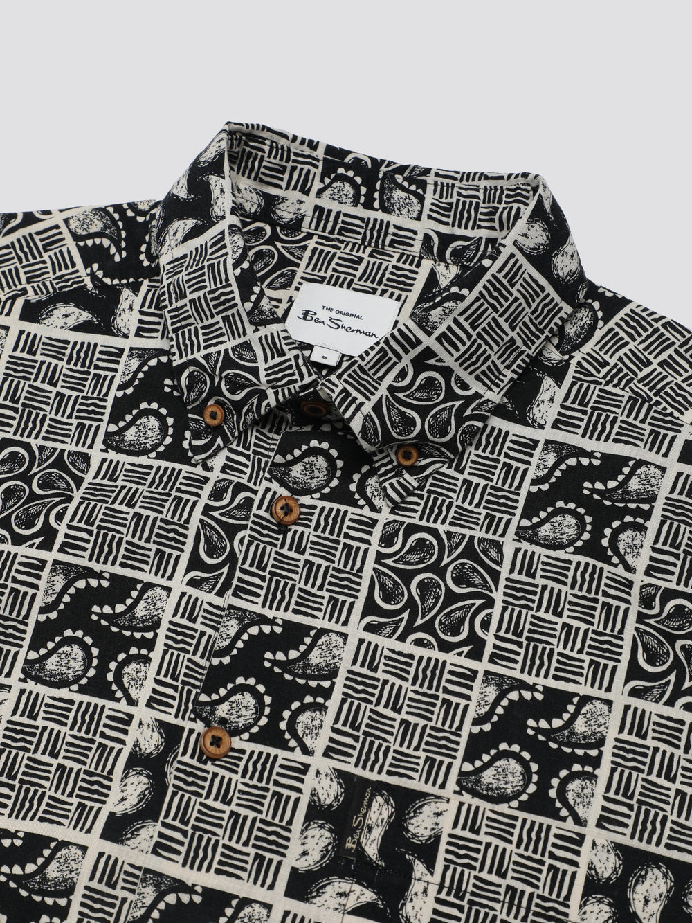 Camisas Ben Sherman Signature Checkerboard Paisley Print Negras | HWCBEKG-12