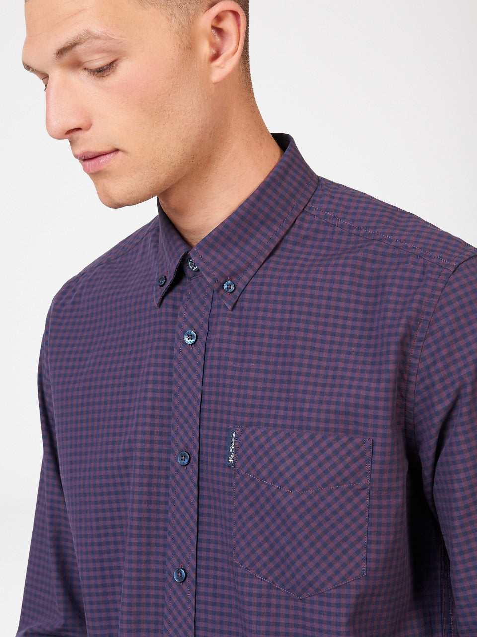 Camisas Ben Sherman Signature Gingham Long-Sleeve Moradas | QRMGOKV-75