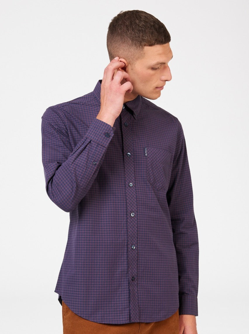 Camisas Ben Sherman Signature Gingham Long-Sleeve Moradas | QRMGOKV-75