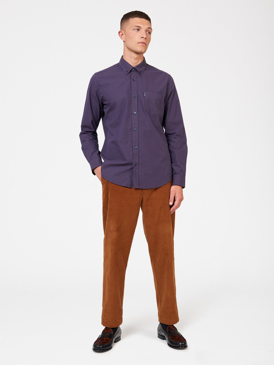 Camisas Ben Sherman Signature Gingham Long-Sleeve Moradas | QRMGOKV-75