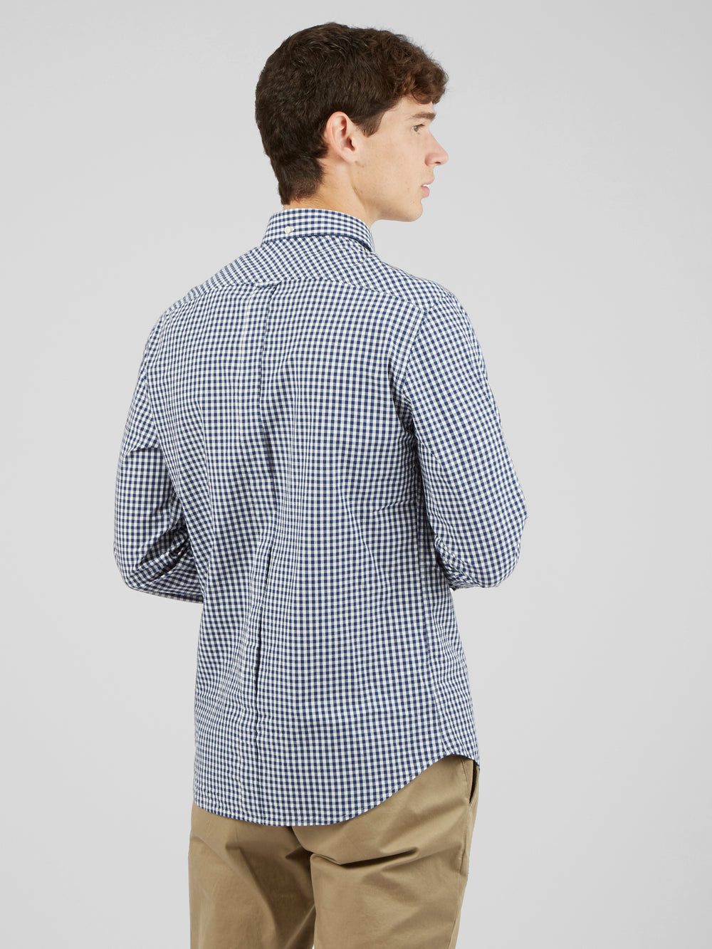 Camisas Ben Sherman Signature Long-Sleeve Gingham Azules Oscuro | GWVMHSQ-17