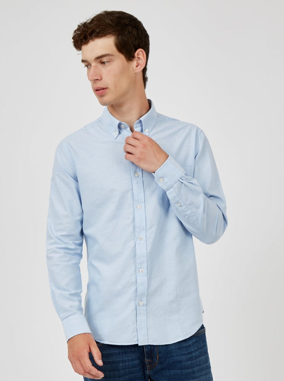 Camisas Ben Sherman Signature Organic Long-Sleeve Oxford Azules | YKOMCNL-59