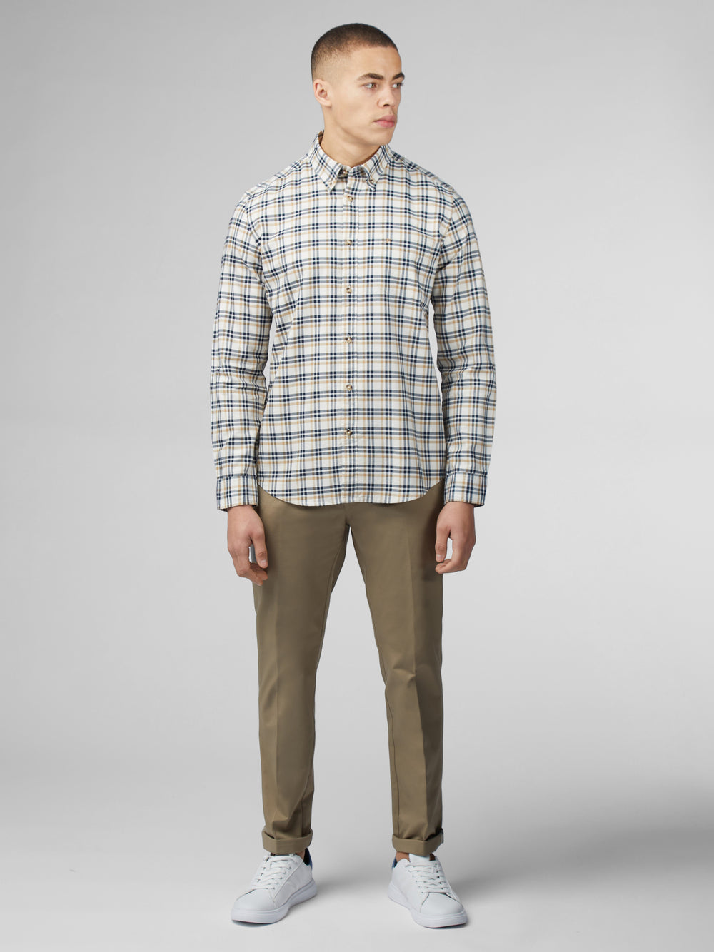 Camisas Ben Sherman Signature Oxford Check Blancas | FVBPMLQ-13