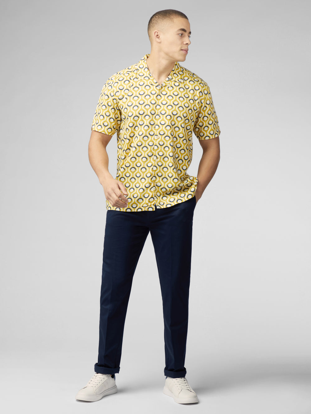 Camisas Ben Sherman Signature Retro Geo Amarillo | SVEHAPW-65