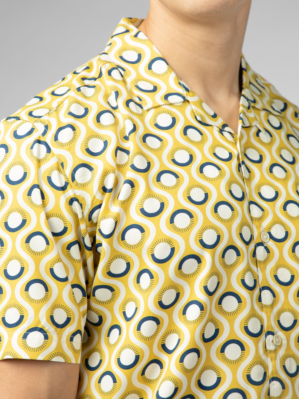 Camisas Ben Sherman Signature Retro Geo Amarillo | SVEHAPW-65