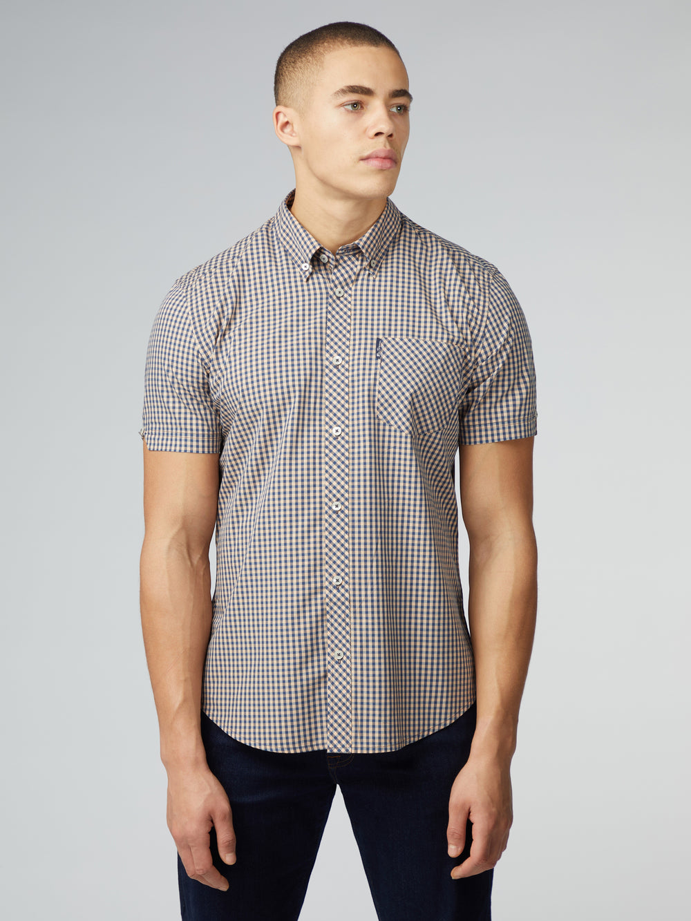 Camisas Ben Sherman Signature Short Sleeve Gingham Cobra Naranjas | YKEROMQ-98