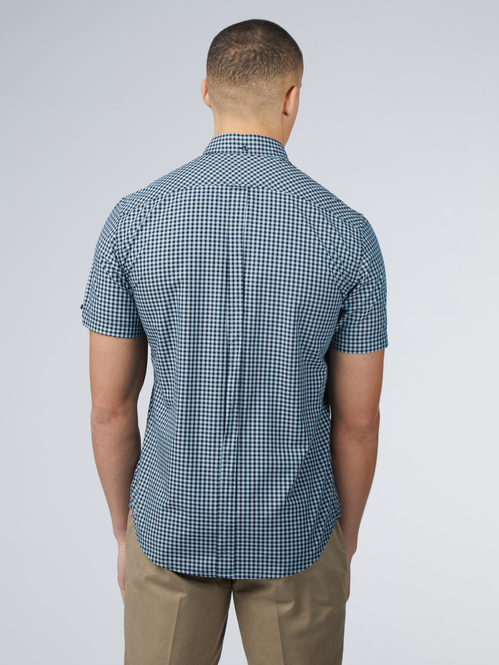 Camisas Ben Sherman Signature Short Sleeve Gingham Azules | RWHDAKM-30