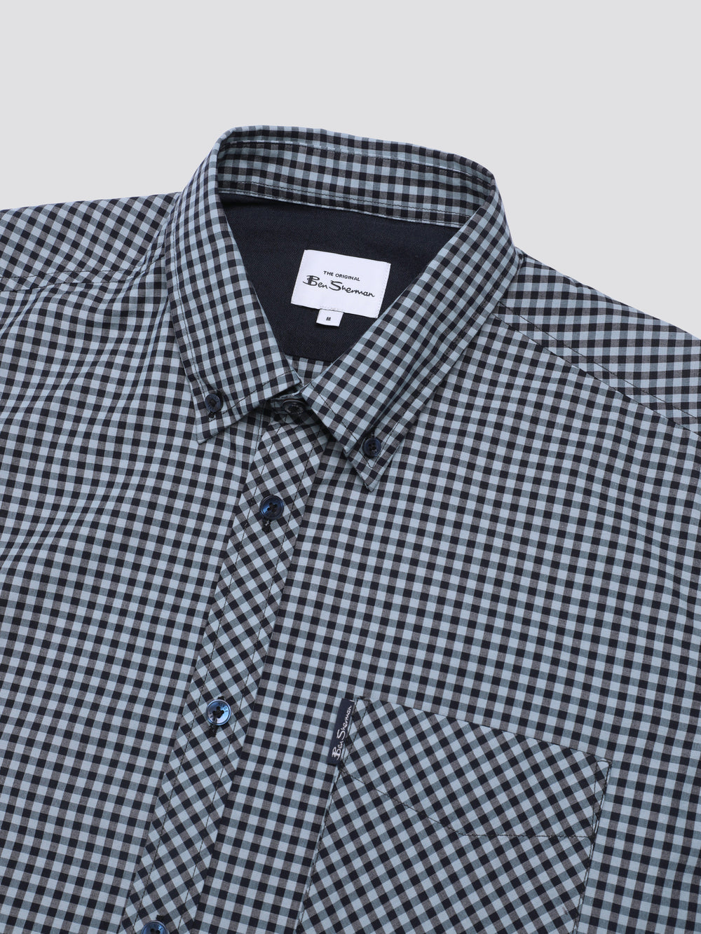 Camisas Ben Sherman Signature Short Sleeve Gingham Azules | RWHDAKM-30