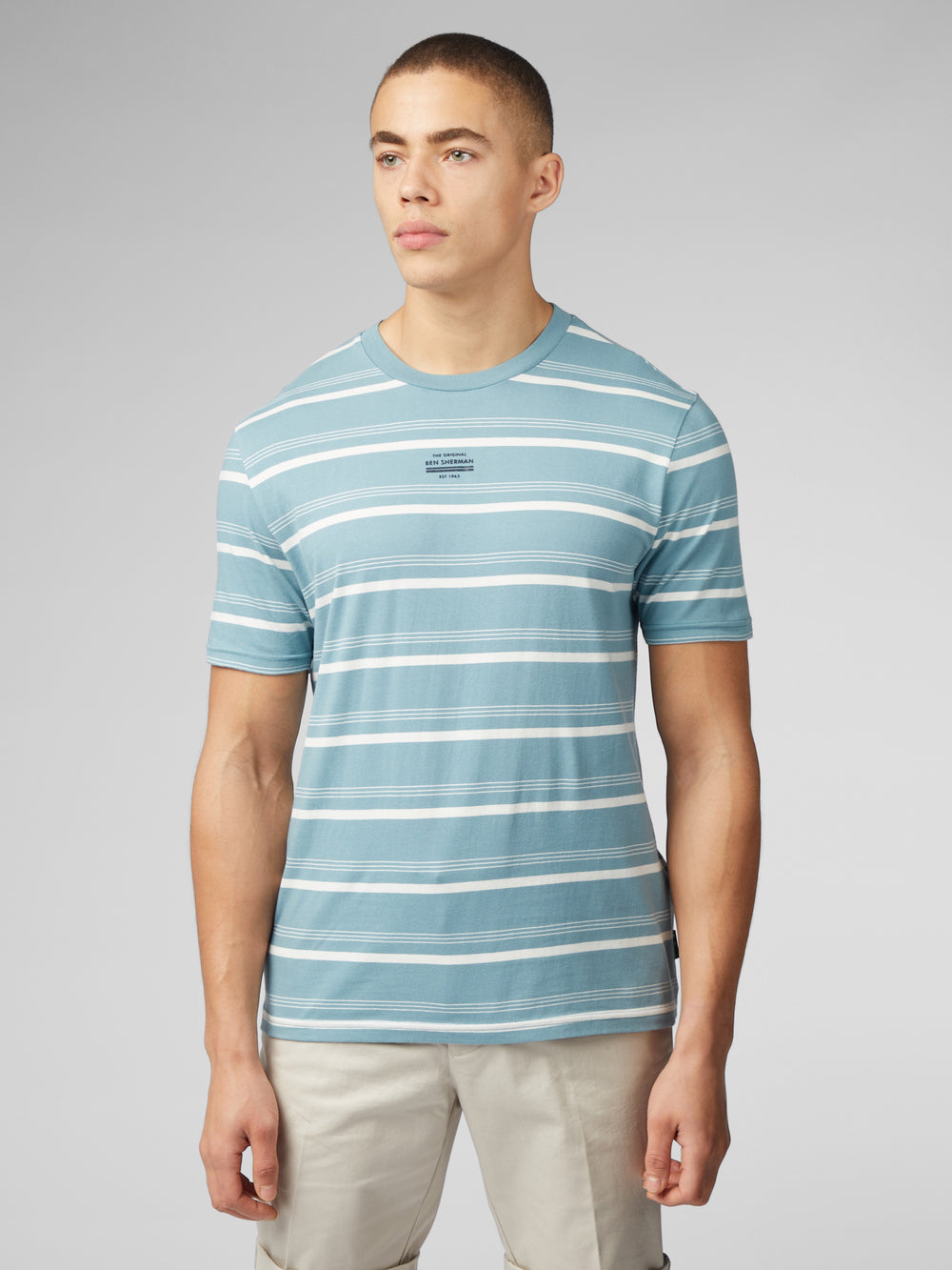 Camiseta Ben Sherman Fine Stripe Azules | EFMLQHX-03