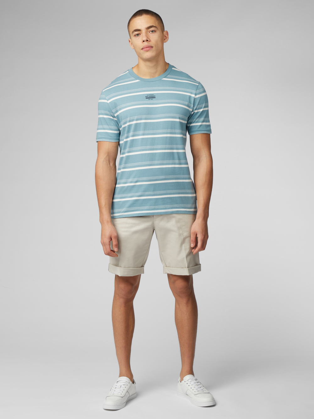 Camiseta Ben Sherman Fine Stripe Azules | EFMLQHX-03