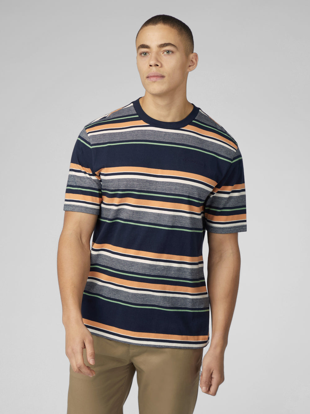 Camiseta Ben Sherman Signature Engineered Stripe Azul Marino | USKABZJ-58