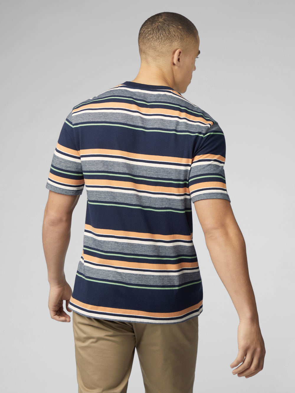 Camiseta Ben Sherman Signature Engineered Stripe Azul Marino | USKABZJ-58