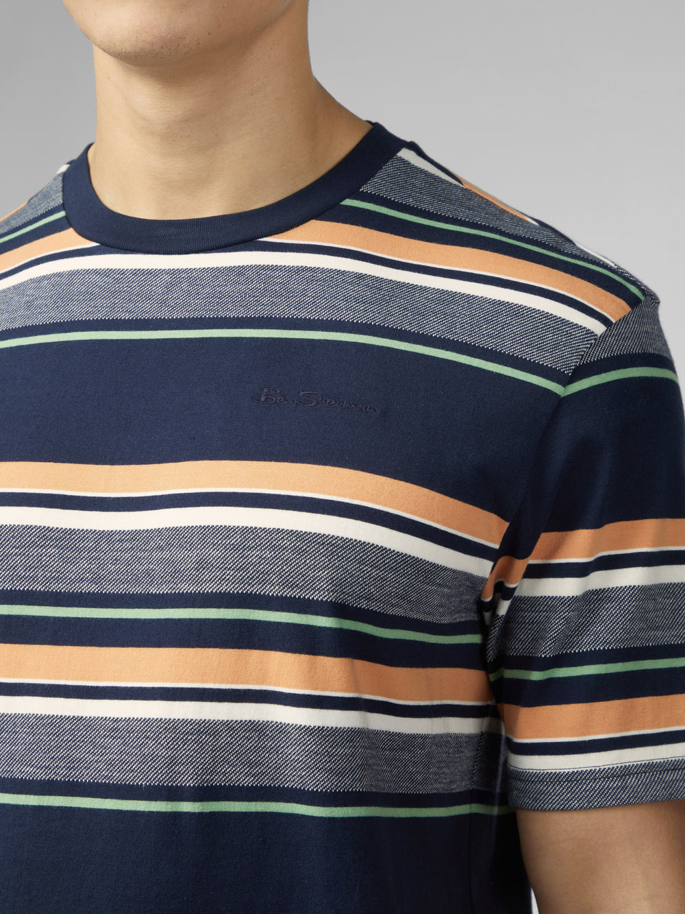 Camiseta Ben Sherman Signature Engineered Stripe Azul Marino | USKABZJ-58