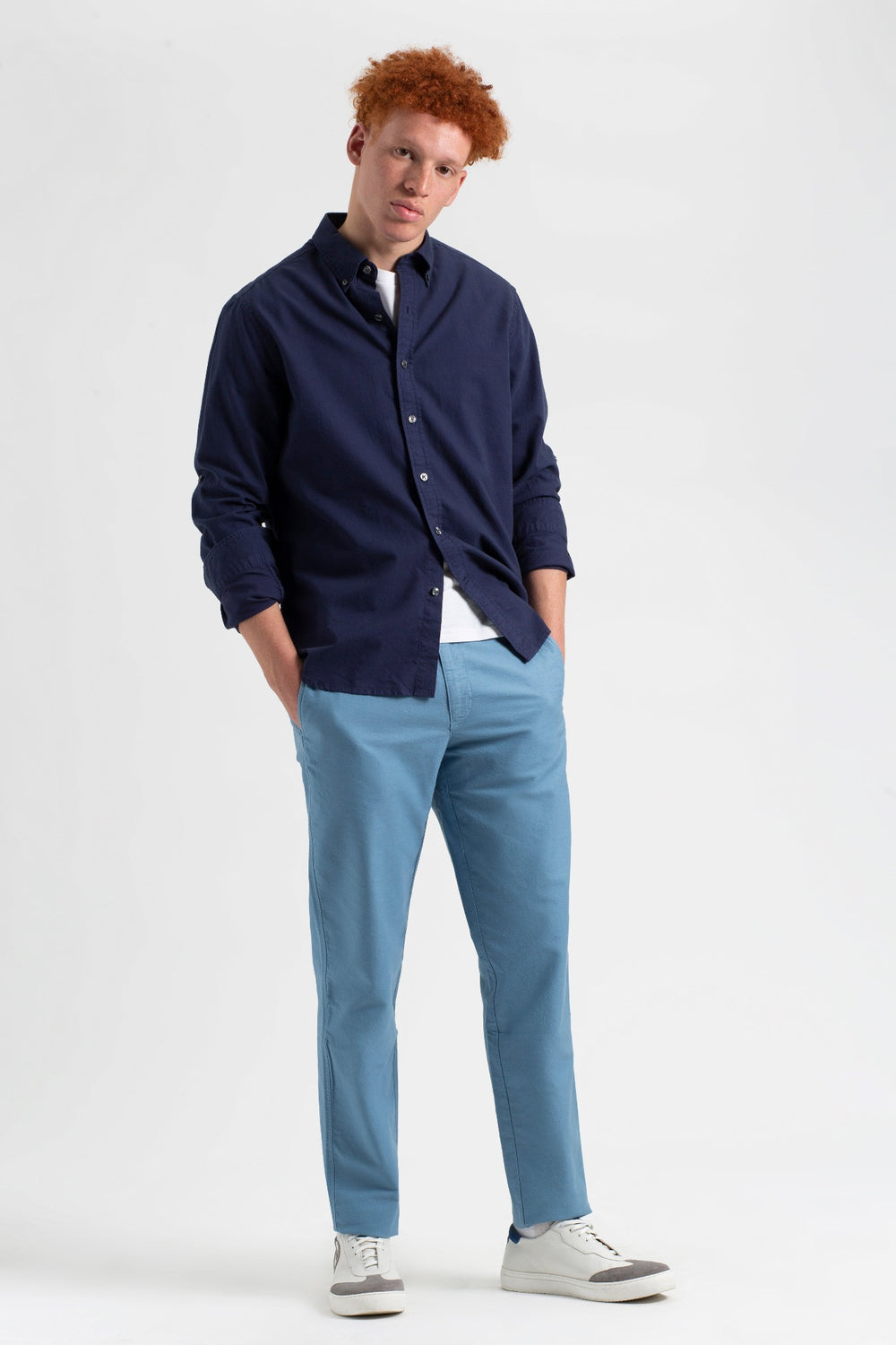 Pantalon Ben Sherman Beatnik Oxford Slim Taper Garment Dye Chino Azules | INGMTOC-97