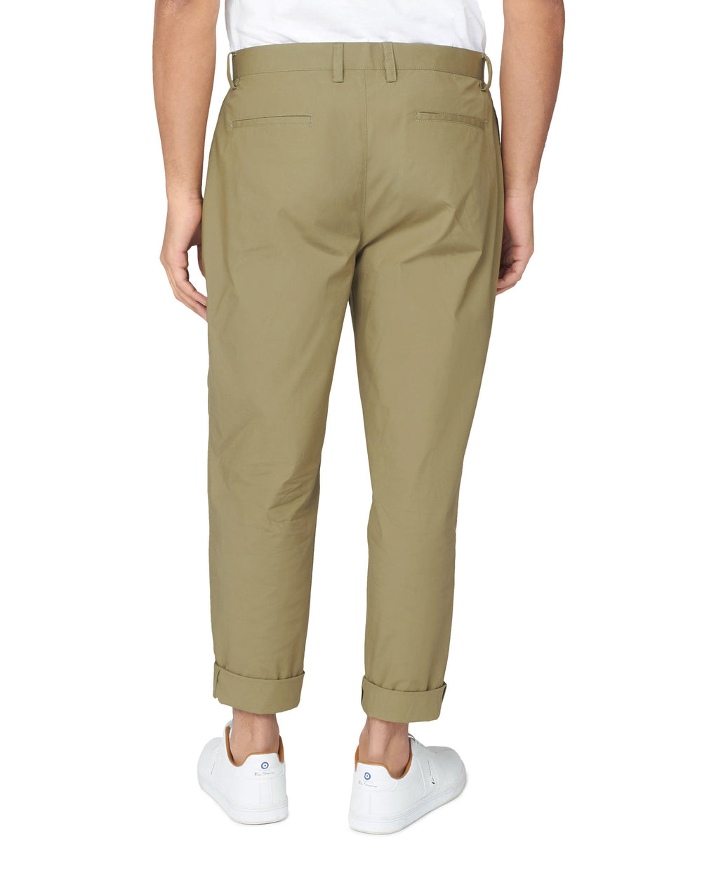 Pantalon Ben Sherman Poplin Relaxed-Taper Pleated Verde Oliva | GNYXWQE-62