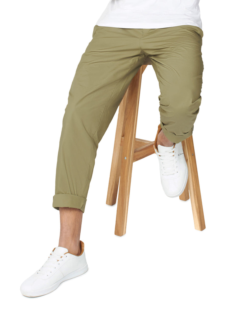 Pantalon Ben Sherman Poplin Relaxed-Taper Pleated Verde Oliva | GNYXWQE-62