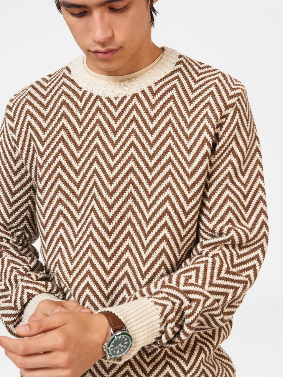 Prendas De Punto Ben Sherman Chevron Jacquard Crewneck Blancas | JKQGEHR-10