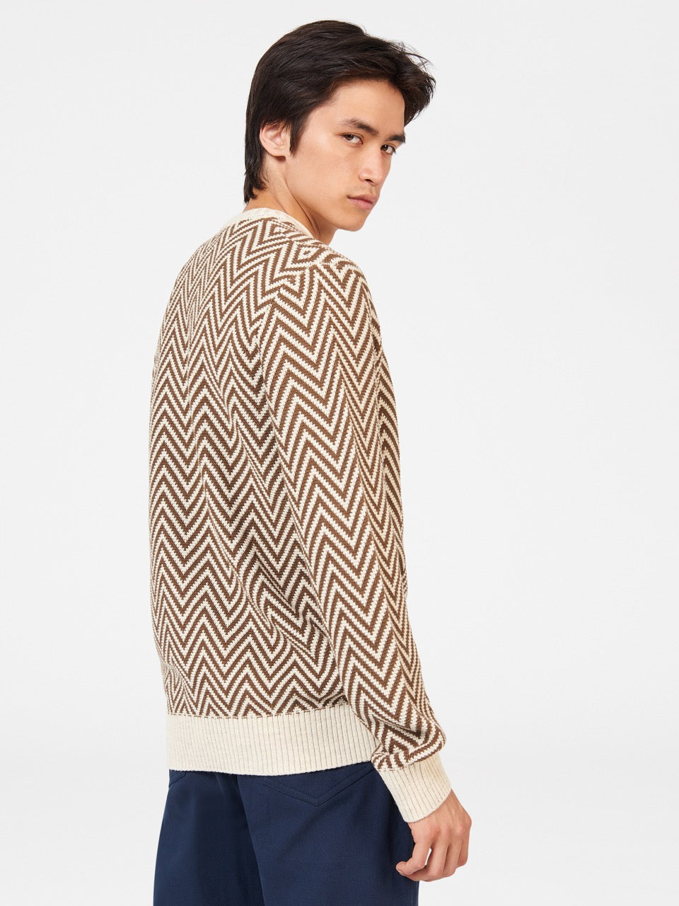 Prendas De Punto Ben Sherman Chevron Jacquard Crewneck Blancas | JKQGEHR-10