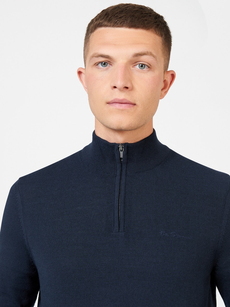 Prendas De Punto Ben Sherman Merino Half-Zip Azul Marino | UNFRDCS-35