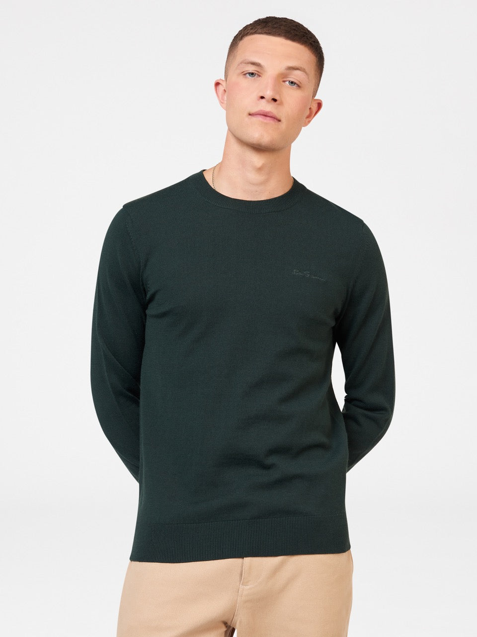 Prendas De Punto Ben Sherman Signature Merino Crewneck Verde Oscuro | TMWKDHZ-29