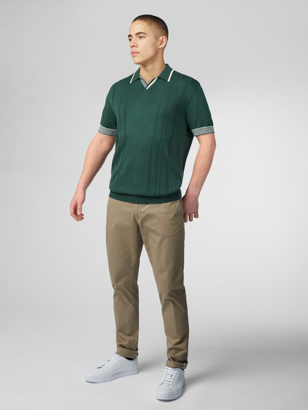 Prendas De Punto Ben Sherman Signature Open Neck Polo Verde | WQTIGCA-30