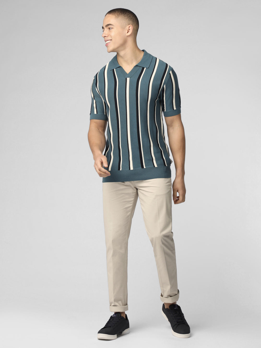 Prendas De Punto Ben Sherman Signature Vertical Stripe Open Neck Polo Turquesa | SYBANFD-19