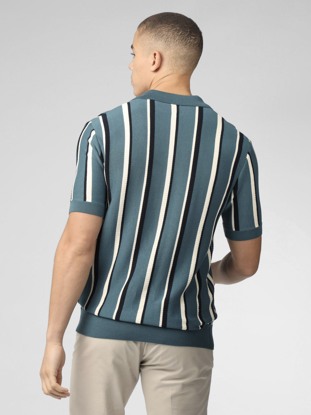 Prendas De Punto Ben Sherman Signature Vertical Stripe Open Neck Polo Turquesa | SYBANFD-19