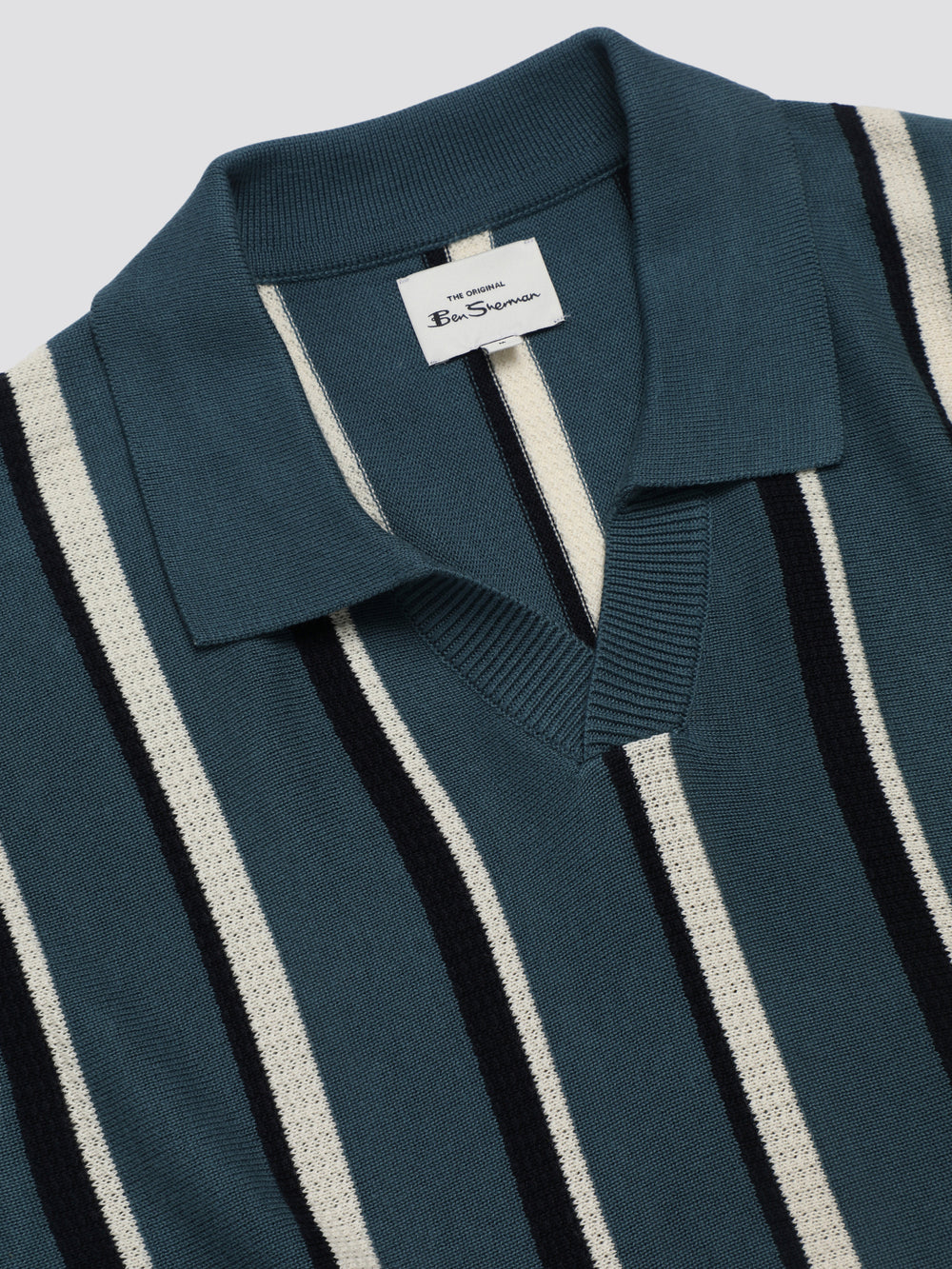 Prendas De Punto Ben Sherman Signature Vertical Stripe Open Neck Polo Turquesa | SYBANFD-19