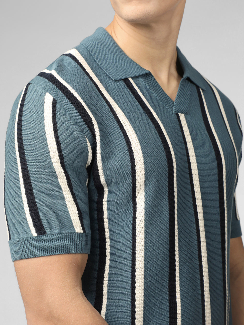 Prendas De Punto Ben Sherman Signature Vertical Stripe Open Neck Polo Turquesa | SYBANFD-19