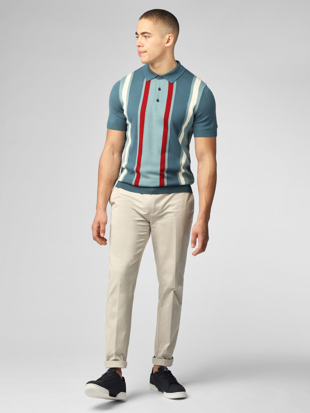 Prendas De Punto Ben Sherman Signature Vertical Stripe Polo Turquesa | UZHVJNR-04