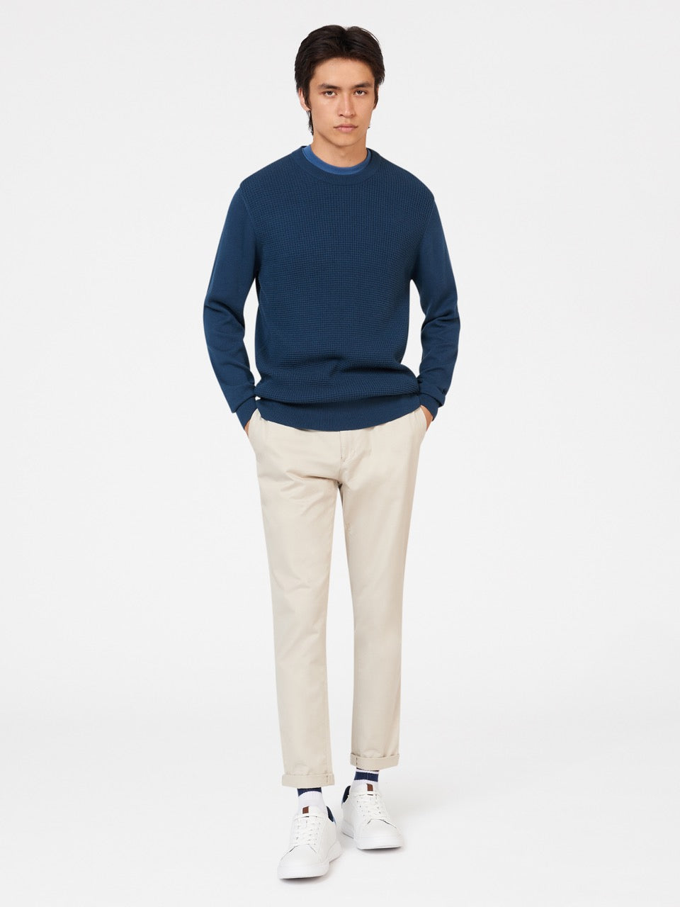 Prendas De Punto Ben Sherman Textured Crewneck Indigo | WYBNVSR-57