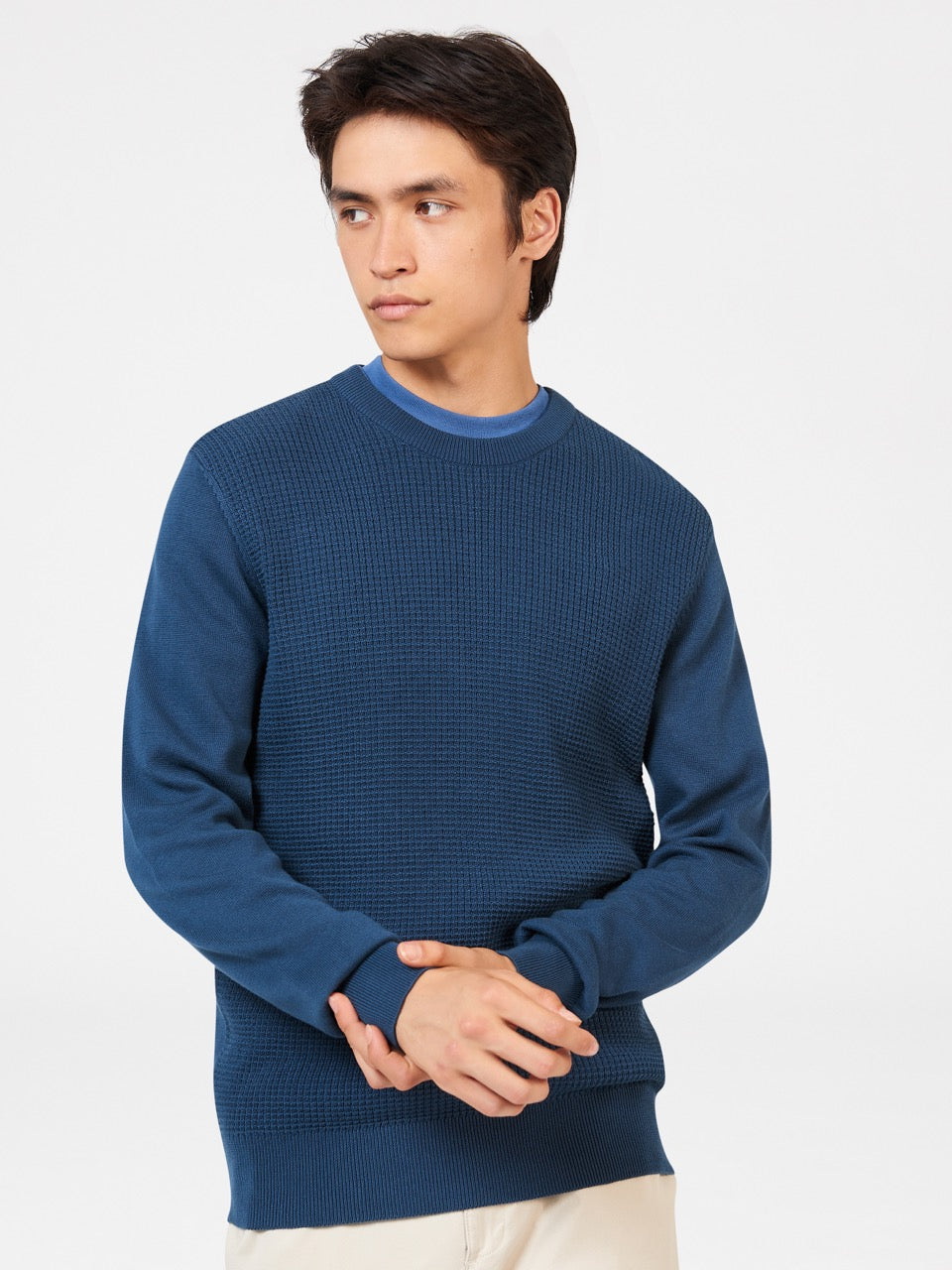 Prendas De Punto Ben Sherman Textured Crewneck Indigo | WYBNVSR-57