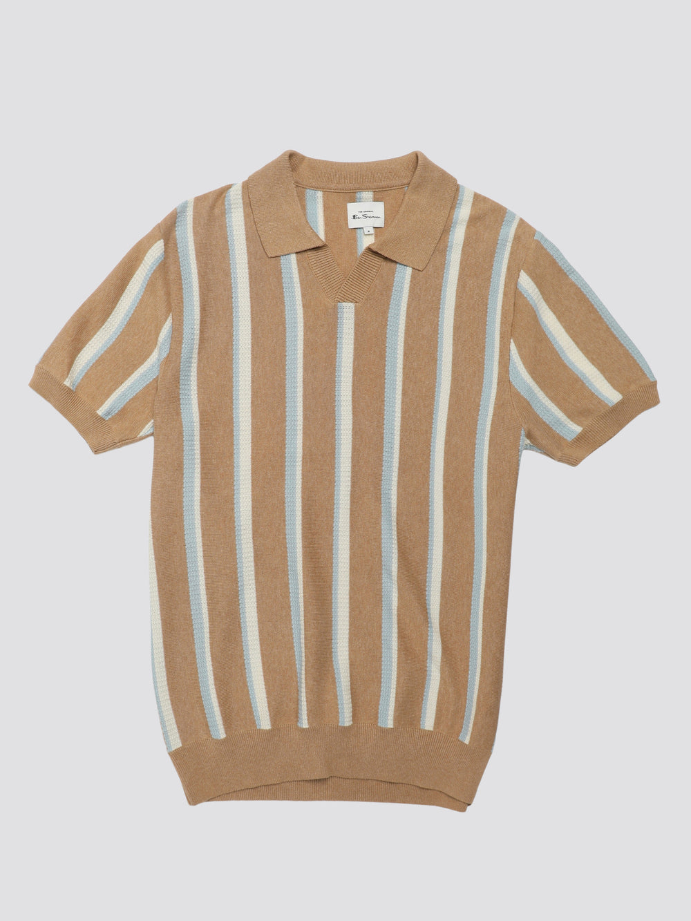 Prendas De Punto Ben Sherman Vertical Stripe Open Neck Polo Gris | YJVAOZU-40