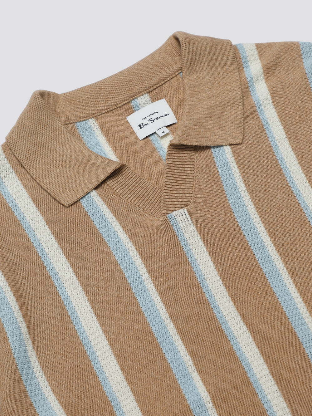 Prendas De Punto Ben Sherman Vertical Stripe Open Neck Polo Gris | YJVAOZU-40